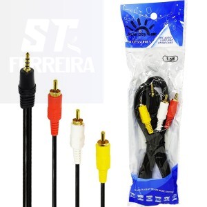 CABO AUXILIAR P2+3RCA ÁUDIO E VÍDEO 1,5 METROS (N183)