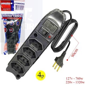 FILTRO DE LINHA PRISMATEC DE 04 TOMADAS TRIPLAS COM FUSÍVEL PROTETOR